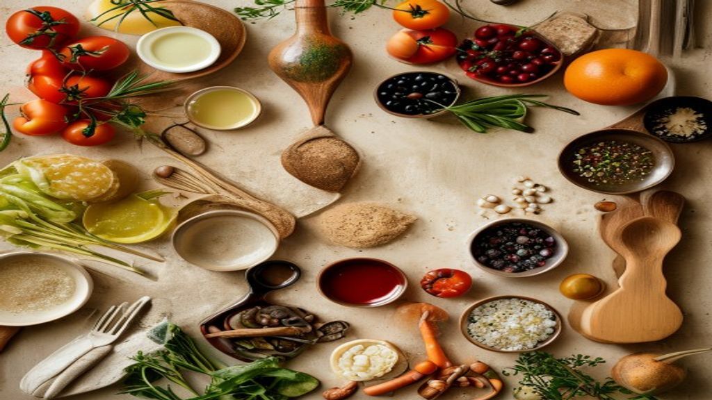 Ingredienssamling Varierte matvaregrunnlag arrangert på bord